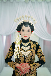 Portrait of bride during wedding ceremony