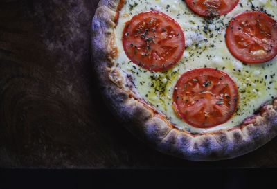 Close-up of pizza on table