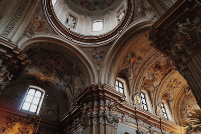 Low angle view of ornate ceiling in historic building