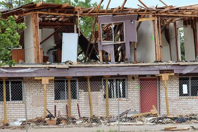 Damaged building exterior