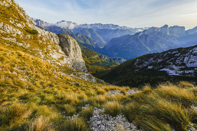 Scenic view of mountains against sky