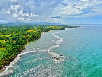 High angle view of sea against sky