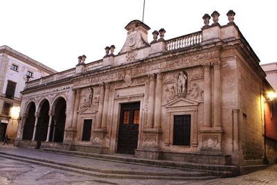 Low angle view of historical building against sky