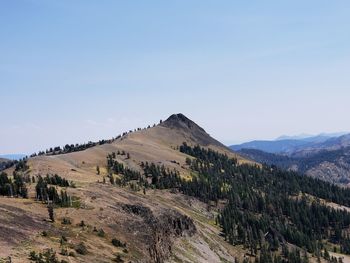 Scenic view of mountains against clear sky