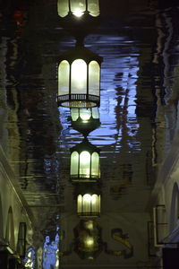 Reflection of illuminated lights in water