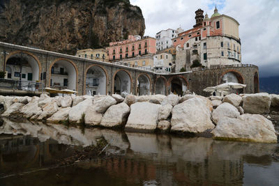 Arch bridge over river