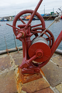 Rusty chain on boat