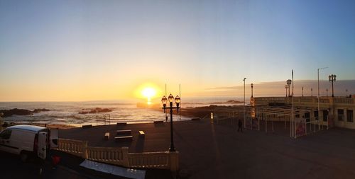 Scenic view of sea at sunset