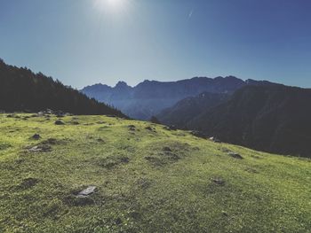 Scenic view of landscape against clear sky