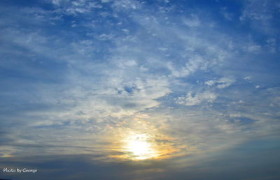 Low angle view of sky at sunset