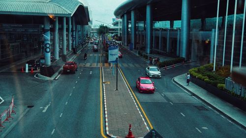 High angle view of city street
