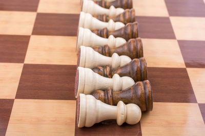 High angle view of chess board