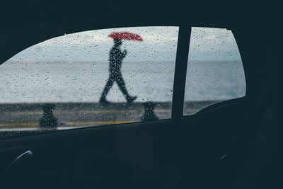 Close-up of raindrops on glass window