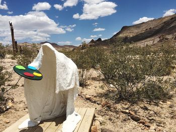 Panoramic view of landscape against sky in rhyolite ghost town near death valley national park