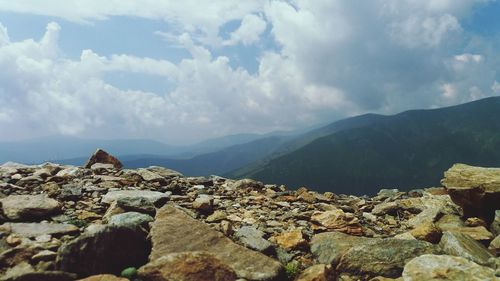 Scenic view of mountains against sky