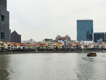 Scenic view of river and cityscape against sky