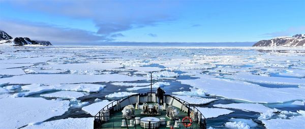 Scenic view of sea against sky during winter