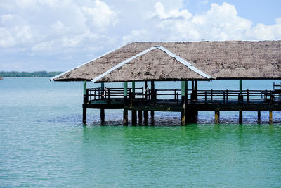 House by sea against sky