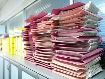 Stack of files at office