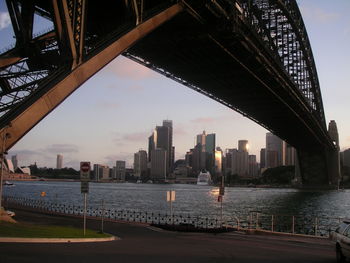 Suspension bridge over river