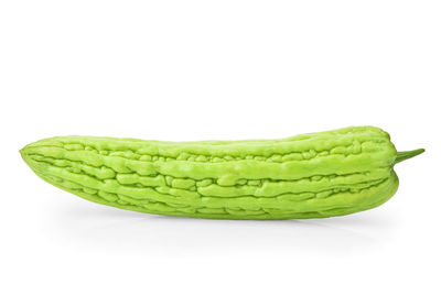 Close-up of green leaf against white background