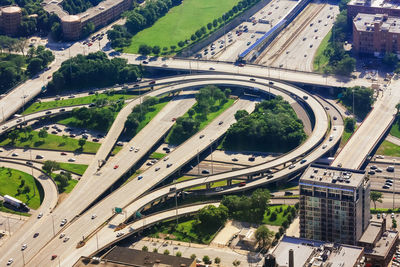 High angle view of city street