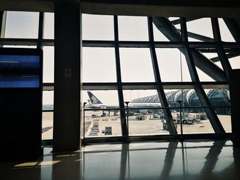 View of airport through window