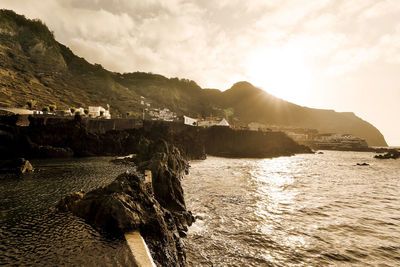 Natural pools of volcanic formation , porto moniz village , madeira island