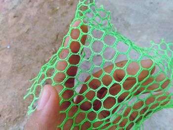 Cropped hand of person holding netting