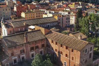 High angle view of town in city