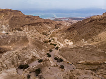 Aerial view of arid landscape