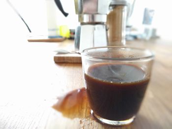 Close-up of coffee on table