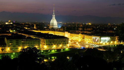 Illuminated city at night