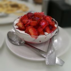 Close-up of dessert in bowl on table