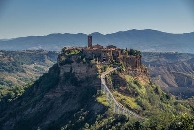 Scenic view of mountains against clear sky