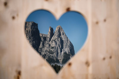 Close-up of heart shape on wall