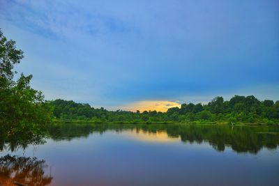 Scenic view of lake against sky