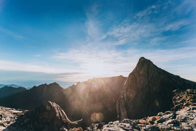 Panoramic view of mountains against sky