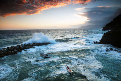 Scenic view of sea during sunset