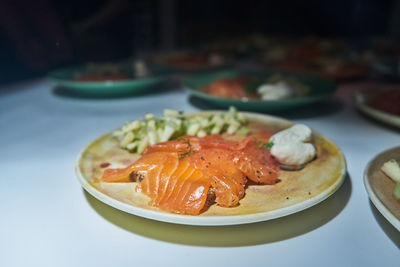 Close-up of meal served in plate