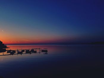 Scenic view of sea against clear sky during sunset