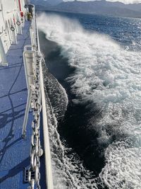 High angle view of ship in sea