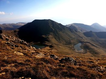 Scenic view of mountains against sky