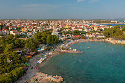 Aerial view of vodice town in croatia