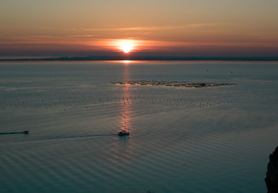 Scenic view of calm sea at sunset