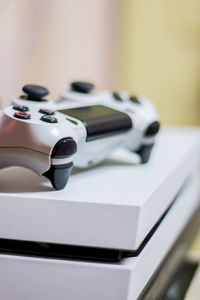 Close-up of game console 