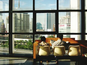Empty chairs in restaurant