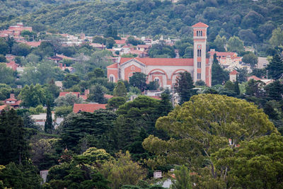 High angle view of historic building