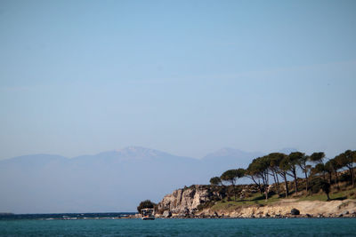 Scenic view of sea against clear sky