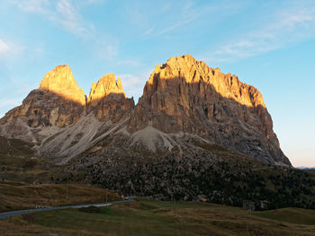 Scenic view of rocky mountains against sky